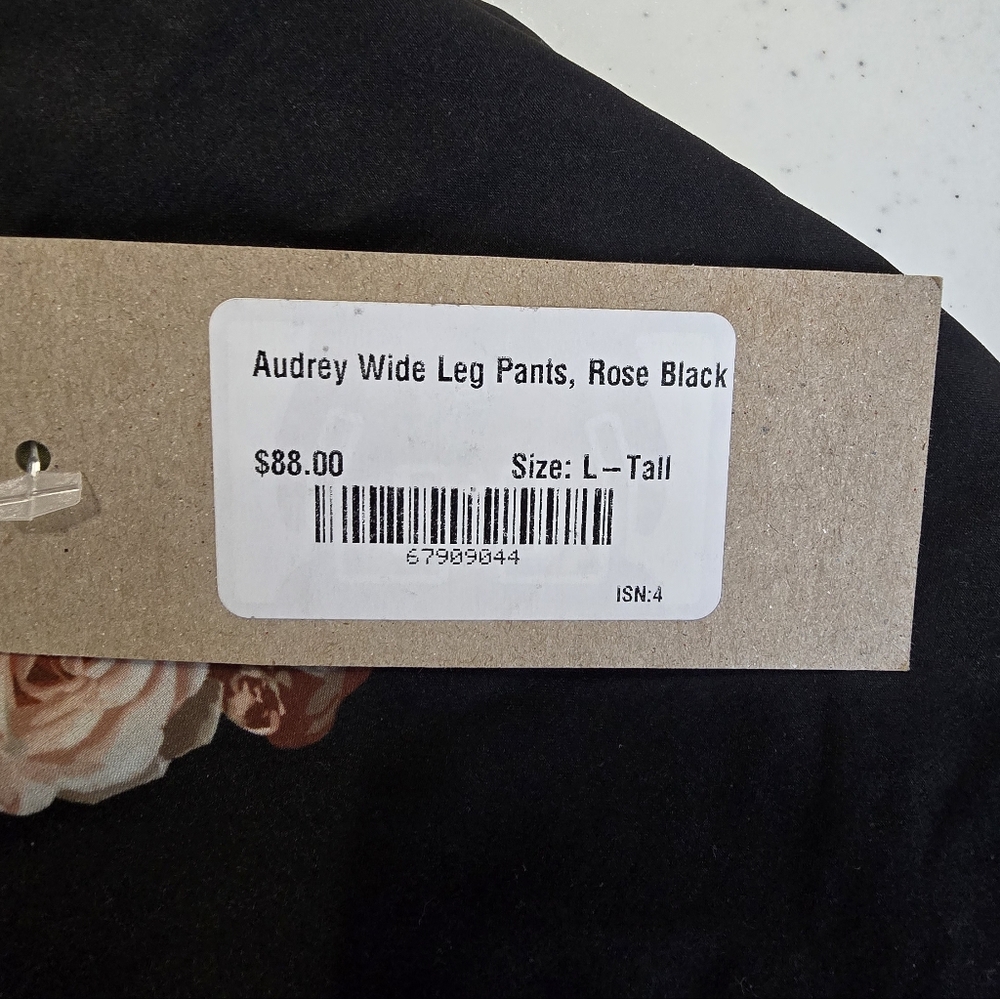 Albion Audrey Wide Leg Pants Rose Black Women's‎ Large Tall New NWT - Picture 8 of 11